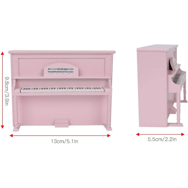 1:12 Mini-pysty piano, nukkekodin puinen piano jakkaralla Elävä mini-talomallin lisävarusteet Urheilutarvikkeet Nuken lisävarusteet (Pink£)