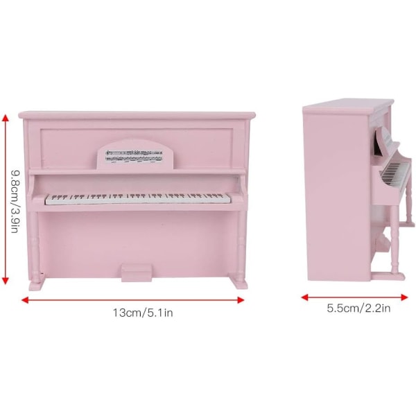 1:12 Mini Upright Piano, Dollhouse Träpiano med pall Verklighetstrogna minihusmodelltillbehör Sportinggoods Docktillbehör (Rosa £)