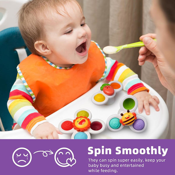 Sugkopp Spinnerz Leksak Baby Badleksaker, Flygplans Reseleksaker, Fidget Spinning Tops Stick Great Badkar Leksaker