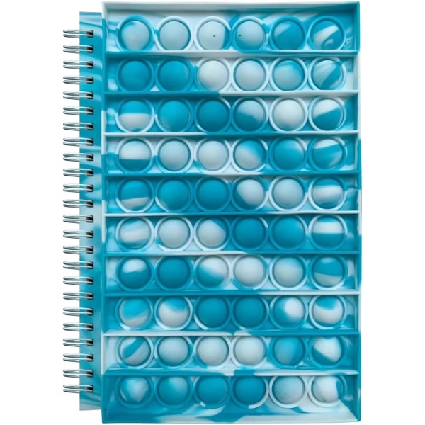 Foret Journal Notesbøger Fidget Notesbog Pop Maleri Skrive Noter Skub silikone Cover Sensorisk Boble Foret Spiral Stress Relief（BLÅ OG HVID）
