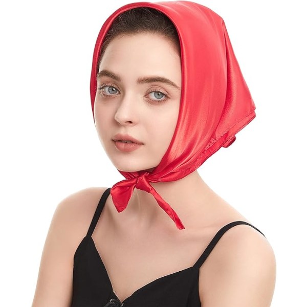 Sidenkänsla Halsduk Kvadratisk Chiffon Halsduk Enfärgad Bandanas Retro Halsdukar för Kvinnor Halsduk Handväska Halsduk