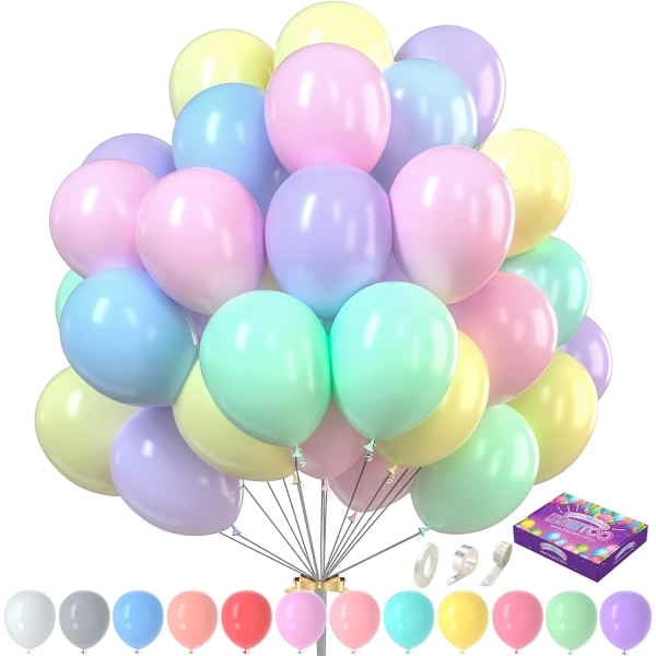 Pastelliset ilmapallot 200 kpl Pastelliset juhlailmapallot Valikoima ilmapallo 12 värinen 10 tuuman pastellisateenkaari ilmapallo Yksisarvinen pastelli sateenkaari juhlakoristeet