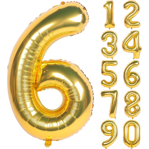 2 kpl 40 tuuman kultanumeroisia heliumfolio-syntymäpäiväjuhlien ilmapalloja (kulta 6)