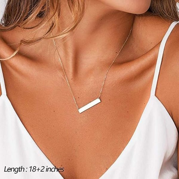 Fint Lagdelt Choker Halskæde, Håndlavet 14K Guldbelagt  Multilayer Bar Disc Halskæde Justerbar Lagdeling Choker Halskæder til Kvinder