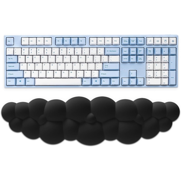 Cloud håndledsstøtte tastatur, Memory Foam håndledsstøtte til computertastatur, ergonomisk håndledsstøtte til tastatur til smertelindring ved skrivning - sort