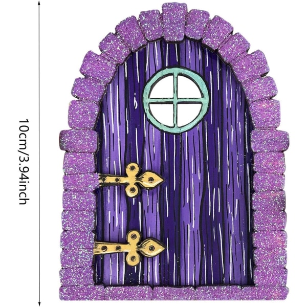 Fe-dør til haven - Fe-dør dekoration - Miniature alfedør - Fe-hus dekoration, udendørs trædekoration, havefigur til fehave, gård, græsplæne