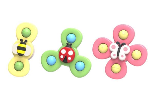 3-pack - Fidget Spinner with Suction Cup for Kids - Spinning Toy Multicolored