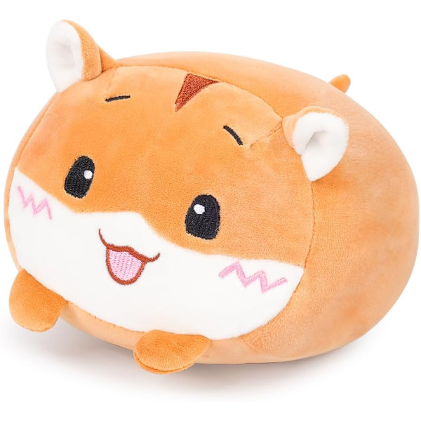 8 tum söt gul hamster plysch fylld djur cylindrisk kroppskudde, supermjuk tecknad kramleksak gåvor för sängkläder, barn sovande Kawaii kudde
