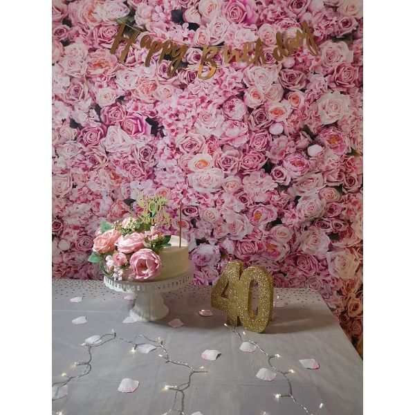 6x4ft Rosa Bakgrunn med Rosa Blomster Bakteppe Jenter Bursdagsfest Bryllup Brudedusj Jubileum Seremoni Dekor