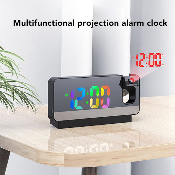 Digital väckarklocka, kalender, röstaktiverat läge, spegelväckarklocka med LED-skärm, digital klocka för sovrum
