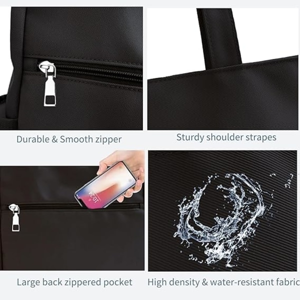Dam multifickor dragkedja vattentät lättvikts tote väska casual stor axel handväskor söt canvas college totes