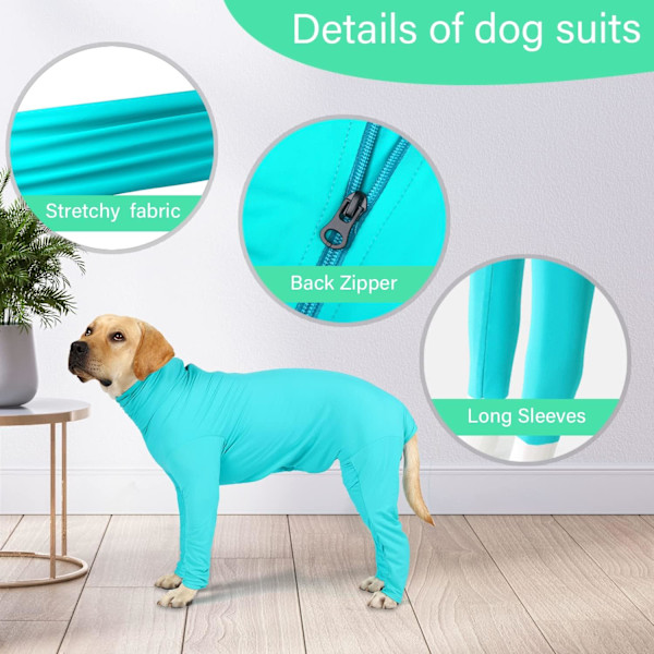 Hunde Onesie Efter Operation Kæledyr Kirurgisk Restitutionsdragt Anti-Fældning Heldragt til Hun- og Hanhund Langærmet Claming Pyjamas med Ben Blå/XL