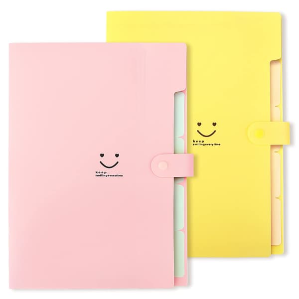 Expanding Folders A4 Paper Size, 2-Pack (Pink, Yellow)