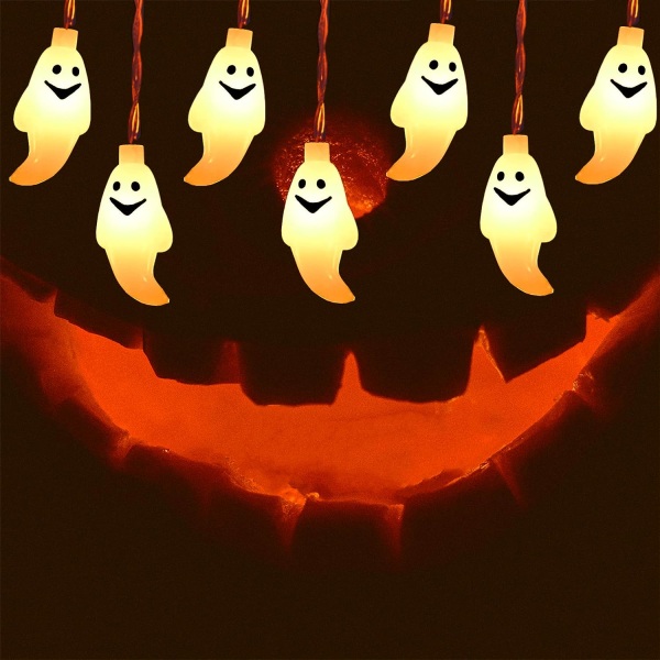 Halloween merkkivalo, 3M 20 LED Ghost Light, Ghost Halloween -koristeluvalot, Ghost String Lights Halloween Party -koristeluun