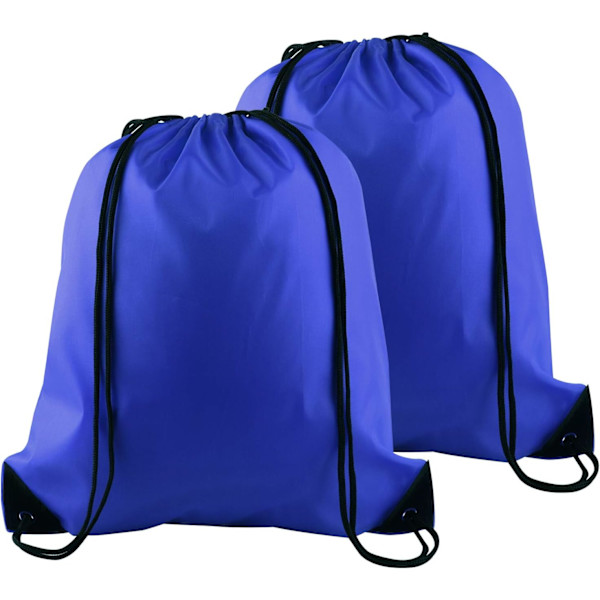 2 stk. Snøresekk Ryggsekker Sports Cinch Sack String Ryggsekk Oppbevaringsposer for Skole Gym Reiser (Blå)