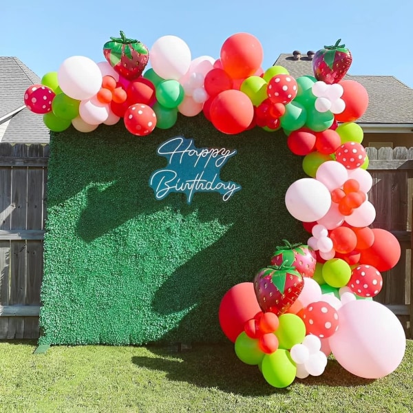 Jordgubbar födelsedagsfest dekorationer 131st Jordgubbsballonger Garland Arch Kit för Baby Shower Tema Födelsedagsfest dekoration