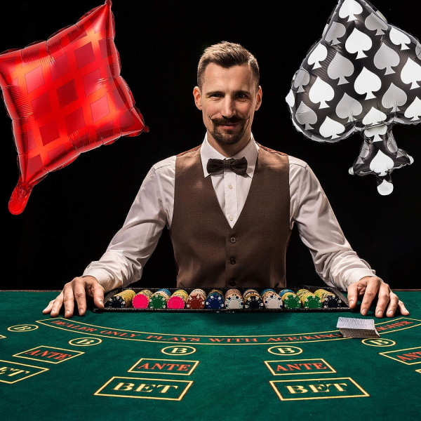 8 stk. Casino temafest balloner Spillekort balloner Casino folie balloner Casino fest dekoration forsyninger til Las Vegas fest, Pokerturneringer