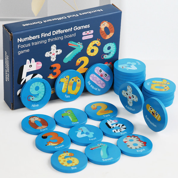 Træstændstik huskespil, 24 stk. hukommelsesmatchende kort, pædagogisk hukommelsesmatchende spil til børnehave tidlig læringsudvikling Børn-dyr