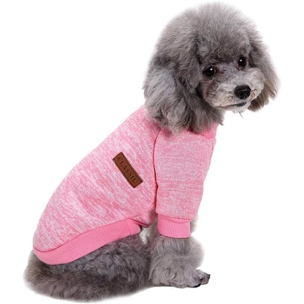 Blød tykkelse varm skjorte til kæledyrshund Vinterhvalpesweater til hunde (Pink, S)