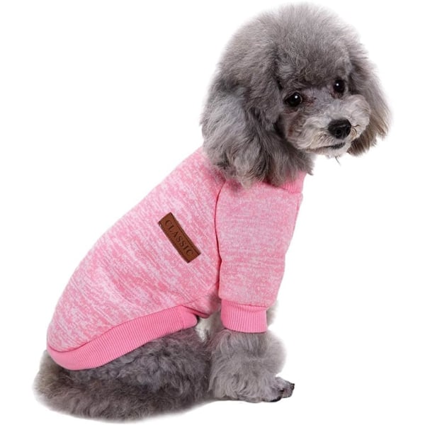 Hundetøj til hunde Hundetrøje Blød fortykning Varm hundehundeskjorte Vinterhvalpetrøje til hunde (Pink, L)