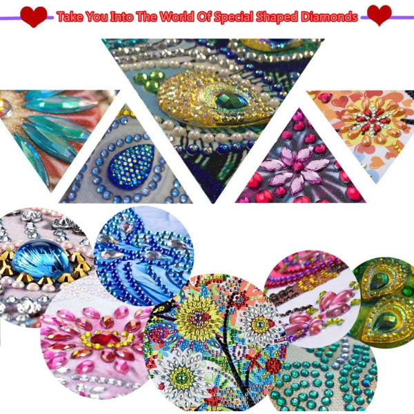 5D Diamantmaleri Bogmærke Blomster DIY Perle Bogmærker Læder Kvast Bogmærke Kunst Håndværk (2 Pakke)(Blomster)