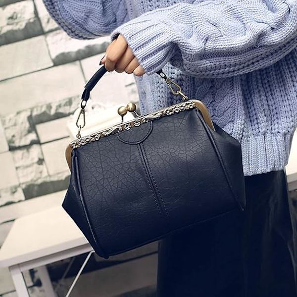 Retro Hollow Handväska för Kvinnor Läder Axelväska Kväll Kuvertväska Kiss Lock Stängning Crossbody Väska Handväska