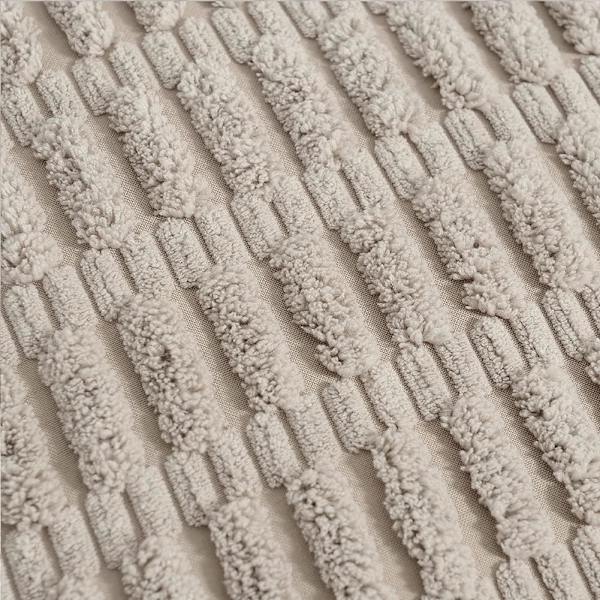 2 pakker taupe dekorative pyntepudebetræk med pomponer, blødt stribet fløjl firkantet pudebetræk 45x45 cm