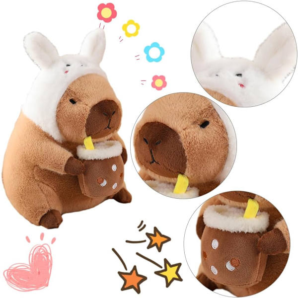 Söt Capybara Plyschleksak, Capybara Gosedjur för Vuxna, Mjuk Plyschdocka Kudde, Heminredning för Barnpresenter, Kanin
