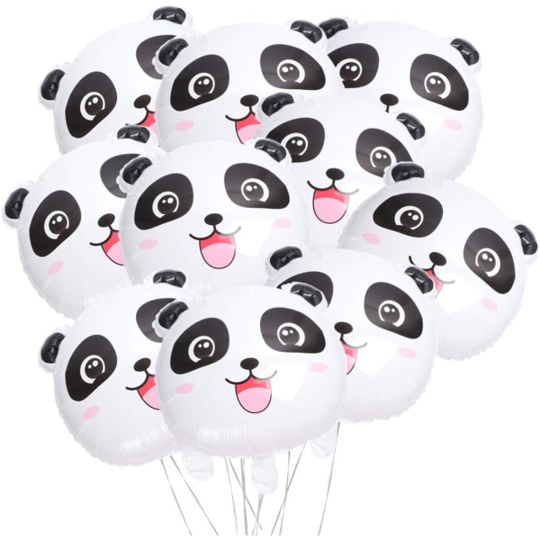 10 stk søte panda-ballonger i aluminiumfolie, pandahode-ballongbukett til babyshower, panda-bursdagsfestutstyr