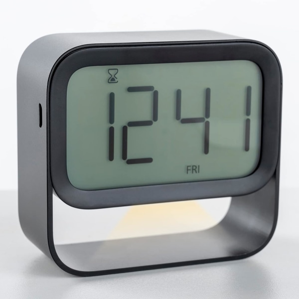 Digital väckarklocka med timer, liten sängklocka, svart, dimbar, timer, reseväckarklocka, snooze-funktion, två alarm