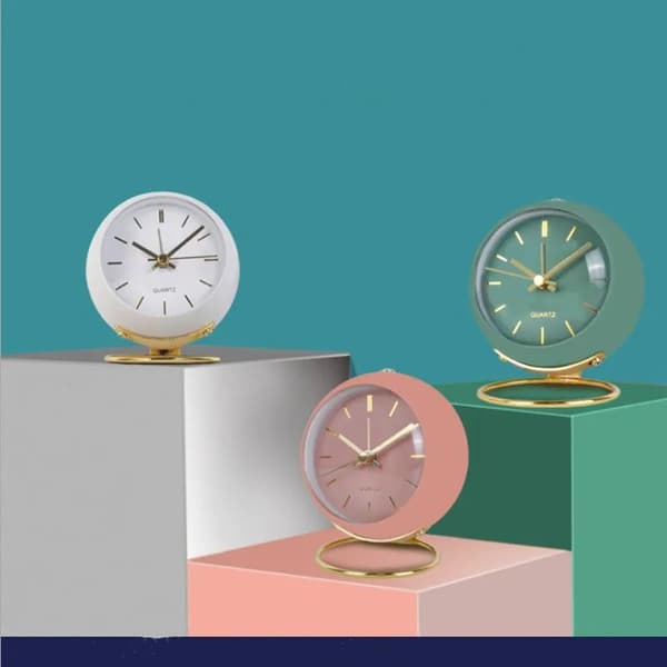 Luxury White Alarm Clock Nordic Electronic Desk Quartz Clock Simple