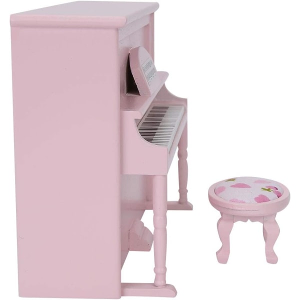 1:12 Mini-pysty piano, nukkekodin puinen piano jakkaralla Elävä mini-talomallin lisävarusteet Urheilutarvikkeet Nuken lisävarusteet (Pink£)