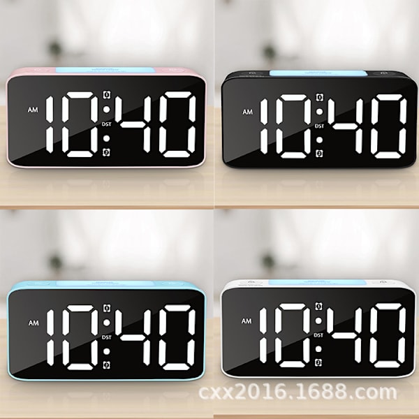Super Høy Alarmklokke for Tunge Sovere Voksne, Digital Klokke med 7 Farger Nattlys, Justerbar Volum, Dimmer, USB-Lader ljusblå