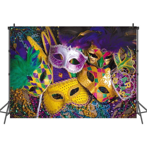 5X3ft Venetiansk Mardi Gras Baggrund Karneval Maskerade Fotografi Baggrunde Maske Farverig Baggrund Fest Dekoration