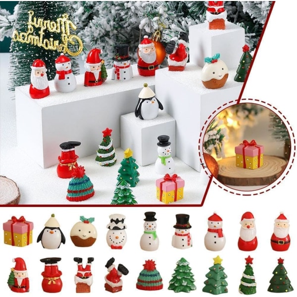 Stykker mini harpiks juledekoration mikro landskab julemand snemand træ ornament figur miniature havedekoration