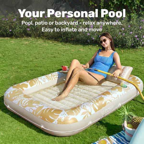 Inflatable Pool Lounger, 180 x 118 cm Extra Large Pool Float for Adults with Pillow, 4-in-1 Sunbathing Pool Float, Sunbed Lounge Platinum