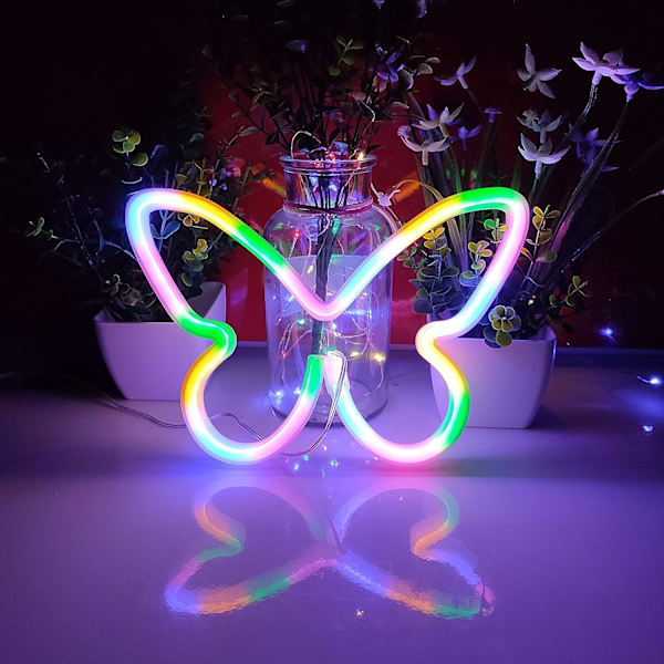USB eller 3-AA batteridrevne neon LED-lys til borddekoration, pigers soveværelse, vægdekoration, børnefødselsdag, bryllupsfestartikler (farve)