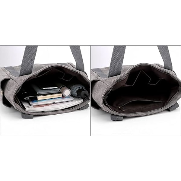 Kvinder Lærred Tote Håndtasker Multi-lomme Retro Casual Skuldertaske Top Håndtag Satchel Tote Pung