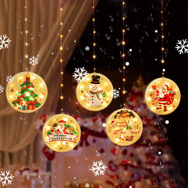 Julegardin LED String Lights 1,5mx 0,5m LED String Lights Vinduesgardin USB hængende dekoration til juletræ, udendørs og indendørs vinduer