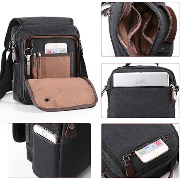 Herre Taske Messenger Taske Lærred Skuldertasker Rejsetaske Herre Pung Crossbody Tasker til Arbejde Forretning