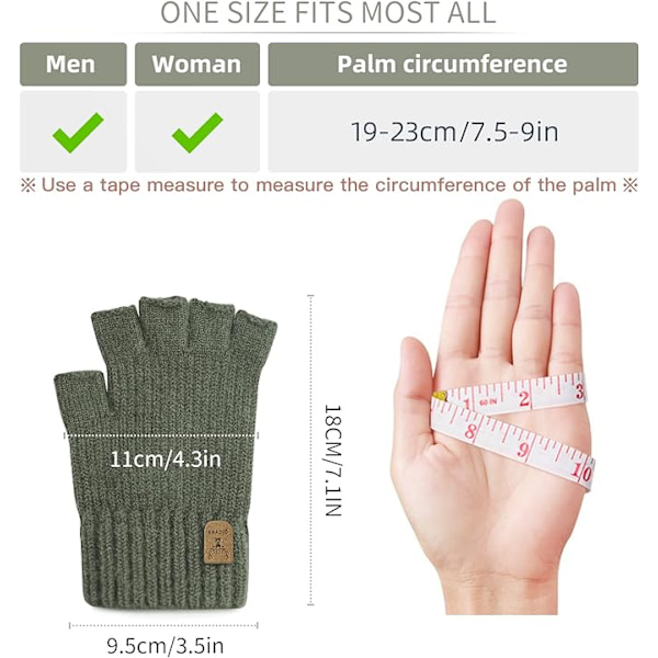 Vinterhalvvantar Fingerless Handskar-Varma Stickade Vantar för Män och Kvinnor,