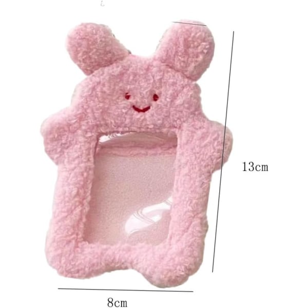 Tecknad plysch fotokortshållare med nyckelringhänge Kawaii Cat Cute Card Sleeve Student (rosa)