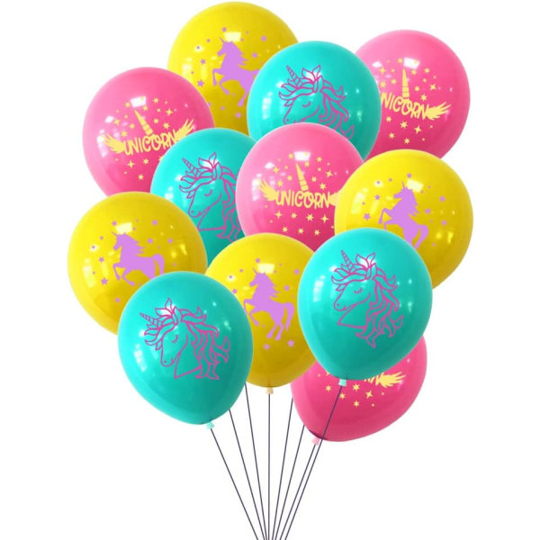 Yksisarviset ilmapallot, multi yksisarviset ilmapallot tytöille syntymäpäiväjuhlakoristeisiin, yksisarvisten juhlatarvikkeita, 12 kpl Keltainen sininen pinkki