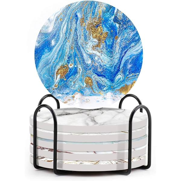 Kreativ lys luksus keramisk absorberende varmeisolering runde kork 8 bordskåner (D, One Size)