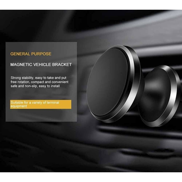 Universal magnetisk biltelefonholder Luftuttak Bilnavigasjonsbrakett Magnetmagnet kompatibel med de fleste smarttelefoner (farge: svart)