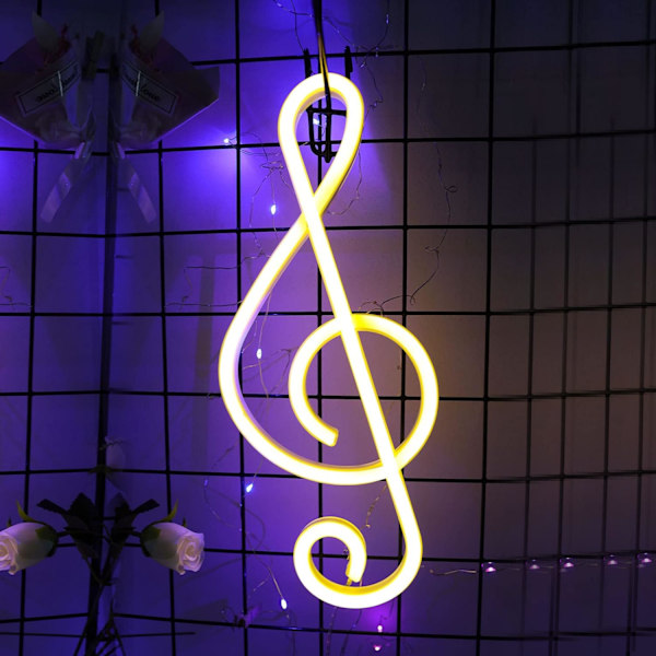 Musiikin muotoiset neonvalot Musiikin muotoinen luova valaistus jouluun, häihin, syntymäpäivälahjaan, pubiin, lastenhuoneeseen, olohuoneeseen - lämmin valkoinen
