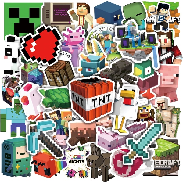 Stickers til Minecraft festartikler Børn Teenagere Drenge Festartikler Legetøj Vandflaske Stickers Vinyl Vandtætte Laptop Stickers B