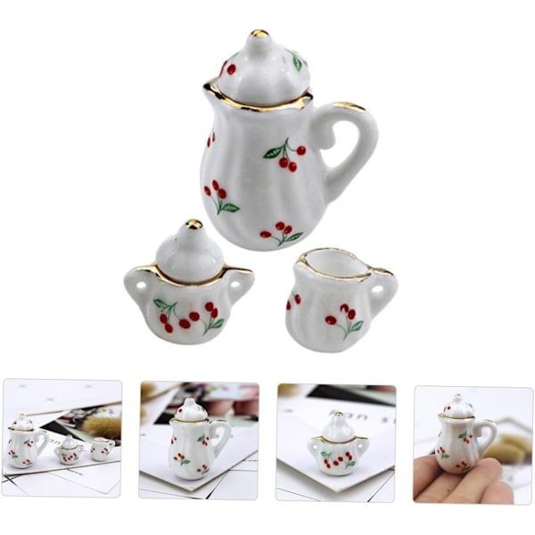 2 set körsbär keramiska kruka dockhus möbler miniatyr tekanna matsal porslin tekopp  kittel älva hus tillbehör mini koppar