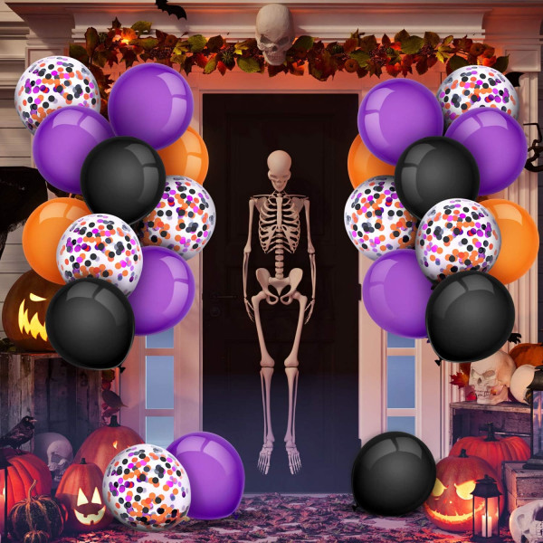 80 st Halloween-ballonger, konfettiballonger, latexballonger för födelsedag, babyshower, bröllop, examensdekorationer, 12 tum