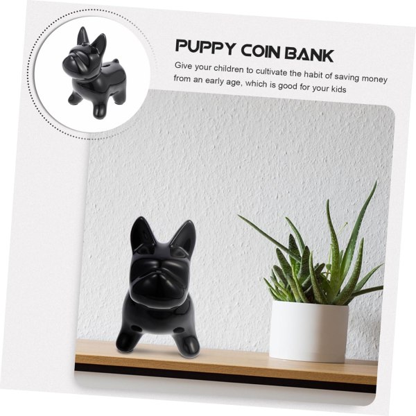 Piggy Bank Child Coin Ceramics Household,french bulldog,black